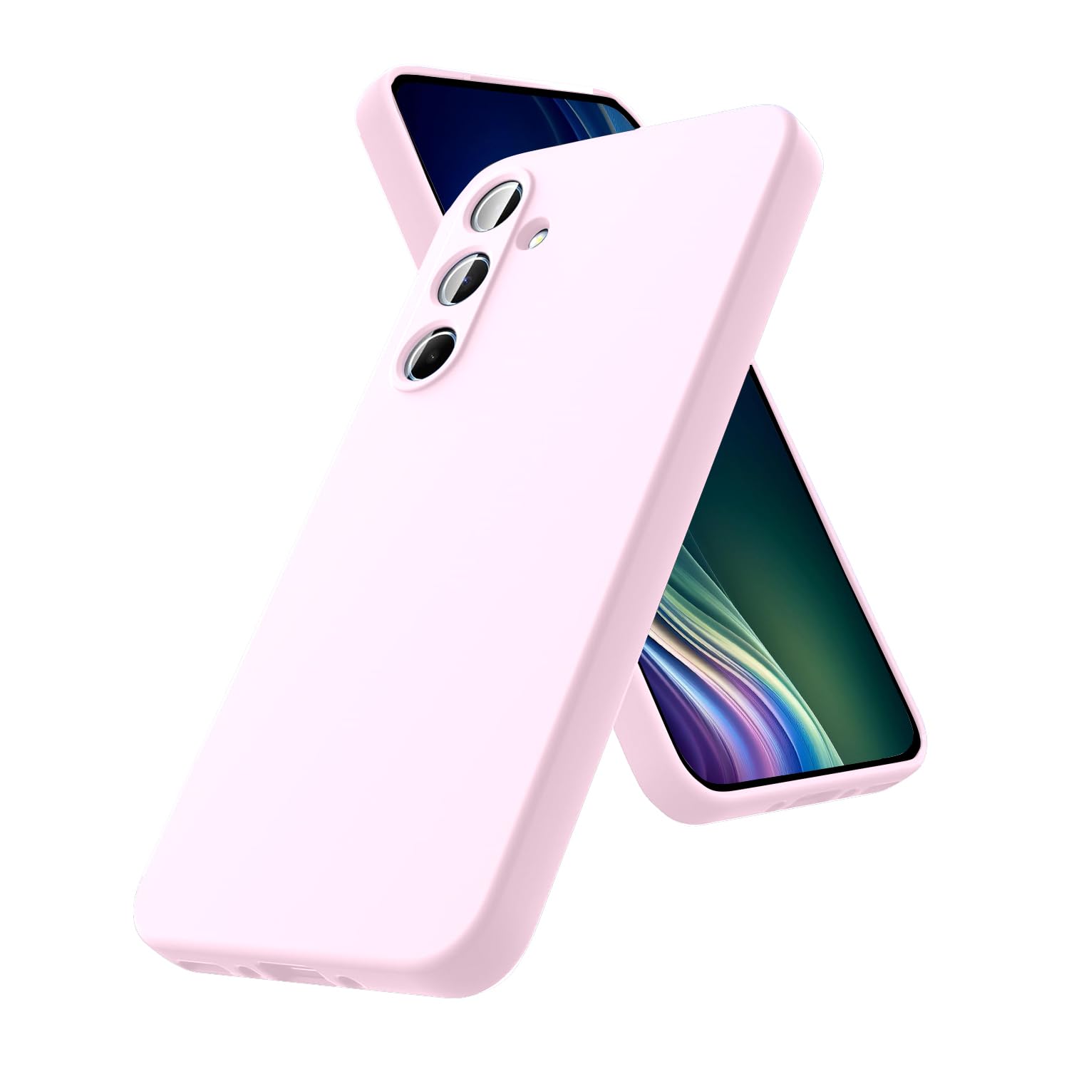 LIRAMARK Silicone Soft Back Cover Case with Micro-Fibre Cloth On Inner Side for Samsung Galaxy A35 5G (Pink)-image-46