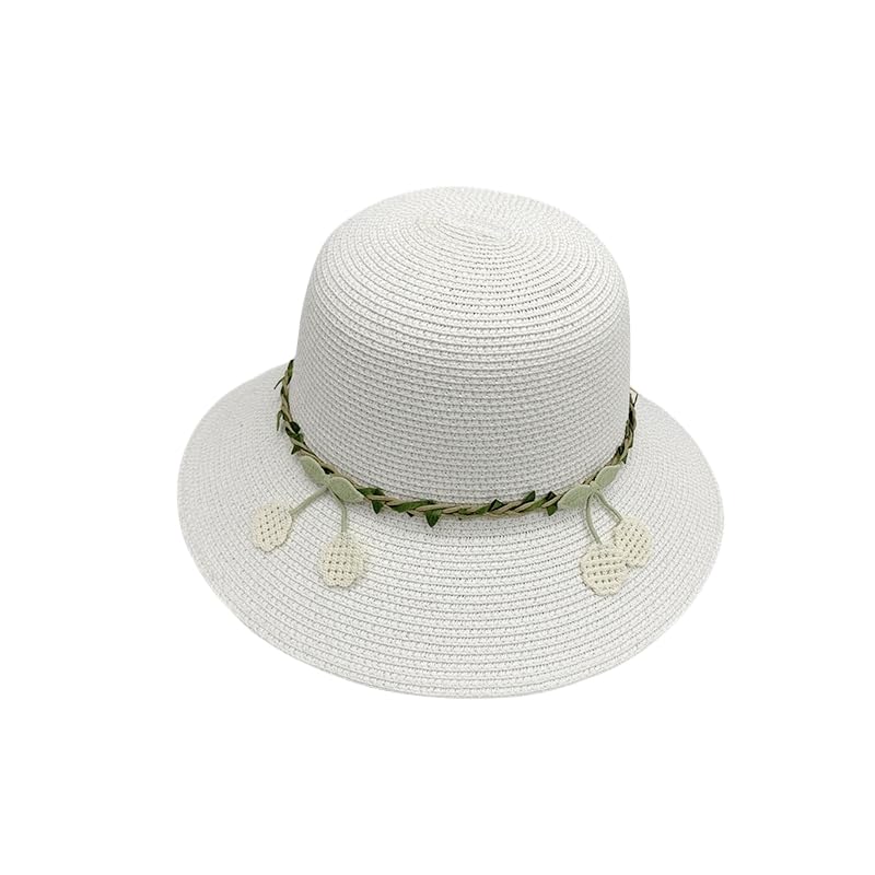 Sombrero de Paja de Verano para Mujer,de ala Ancha,Ligero,con Estampado de Cerezas,Plegable,Transpirable,para Playa,Actividades Al Aire Libre