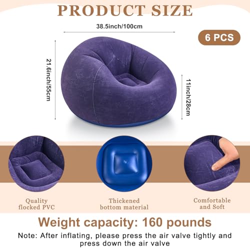 Image of Realspring 6 Pcs Inflatable Bean Bag Chair, Air Pump,Blue | Electric Pump for Inflation, Foldable Blow up Chairs for Outdoor Movie Seating, Portable Sofa for Adults Camping