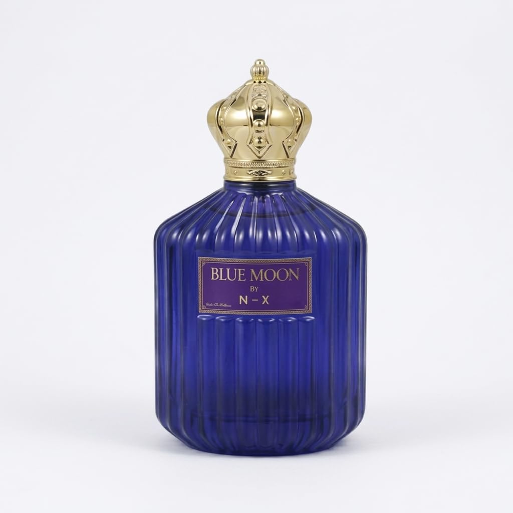 N-X Blue Moon Eau De Parfum, Royal Crown Cap, Deep Blue Ribbed Glass Bottle-image-39