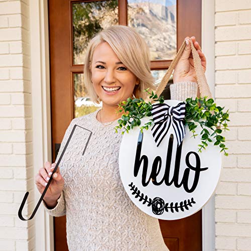 Kingdom Decor Hello Sign For Front Door. 12” Hello Door Sign For Front Porch Decor, Front Door Decor, Rustic Door Decor, Housewarming Gifts New Home Decor, Welcome Sign For Front Door, Hello Sign. #TOP4
