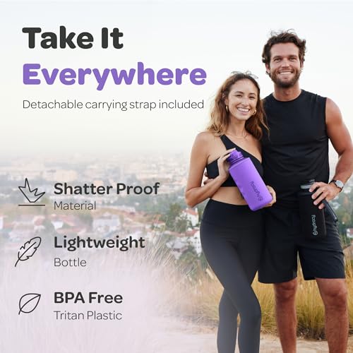 Image of Hydracy Water Bottle with Straw and Time Marking, 2 Litre Water Bottle, BPA-Free Drinking Bottle, Leak-Proof Sports Bottle, Condensation-Free for Sports and Outdoor Use