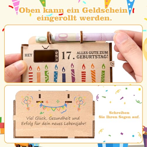 Hierein 17. Geldgeschenk Geburtstag, Geldgeschenke Verpackung Holz Duplo Schokoriegel Holz Geschenkbox, Personalisierte Geburtstagsgeschenk Geschenkideen zum 17 Geburtstag Junge Mädchen