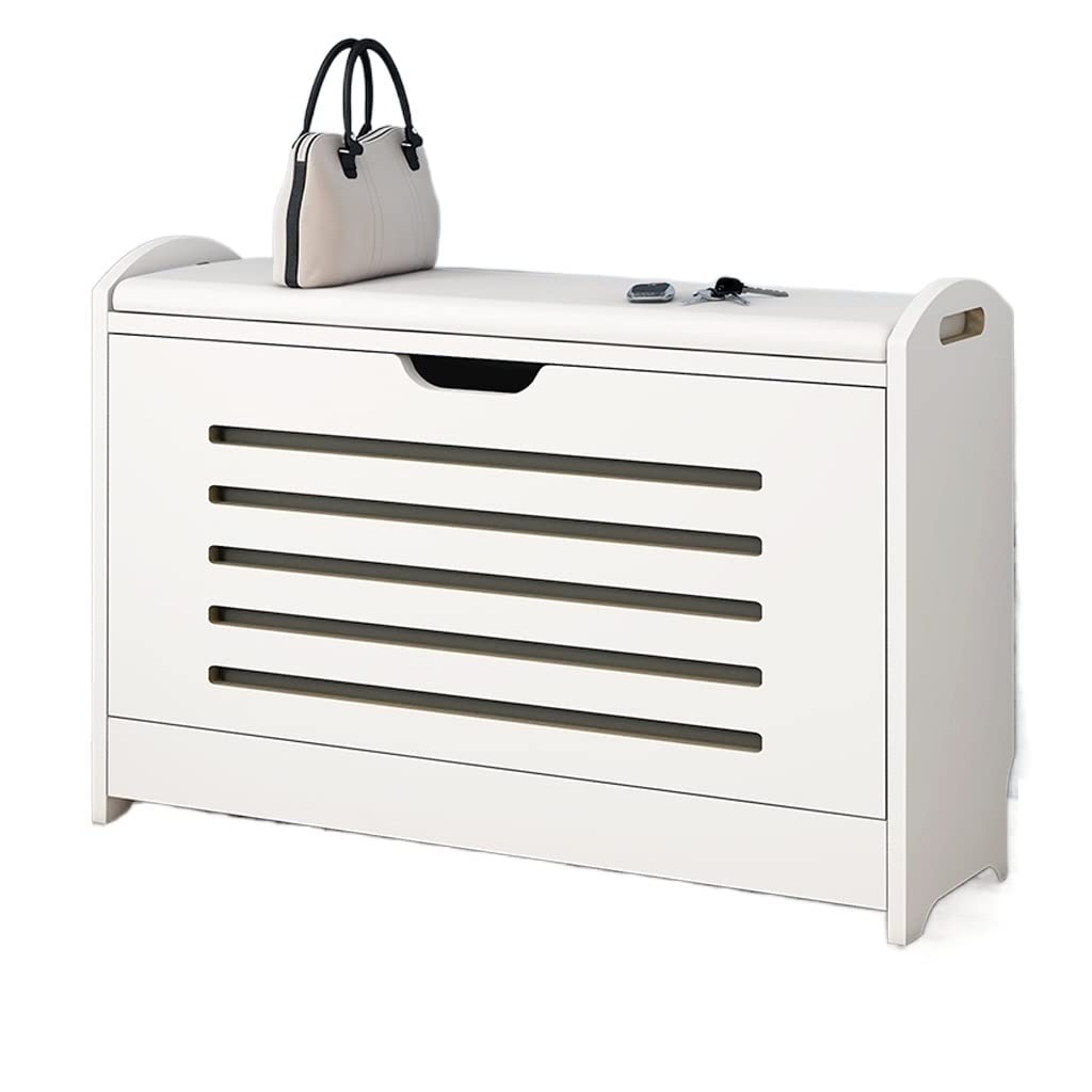 Aioneer Ottomans Shoe Rack 2-Tier Ll-Out Shoe Changing Rack Bedroom Living Room Corridor Locker Entrance Seat Stool Shoe Cabinet Footrest Stool,Gold-Grey
