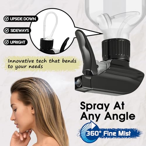 AMORIX Plastic Spray Bottles 2 Pack 360° Water Spray Bottle for Cleaning 10 oz/300 ml Upside Down Spray Bottle Small Mister Squirt Bottle with Adjustable Nozzle for Hair, Cooking, Plant, Pet3