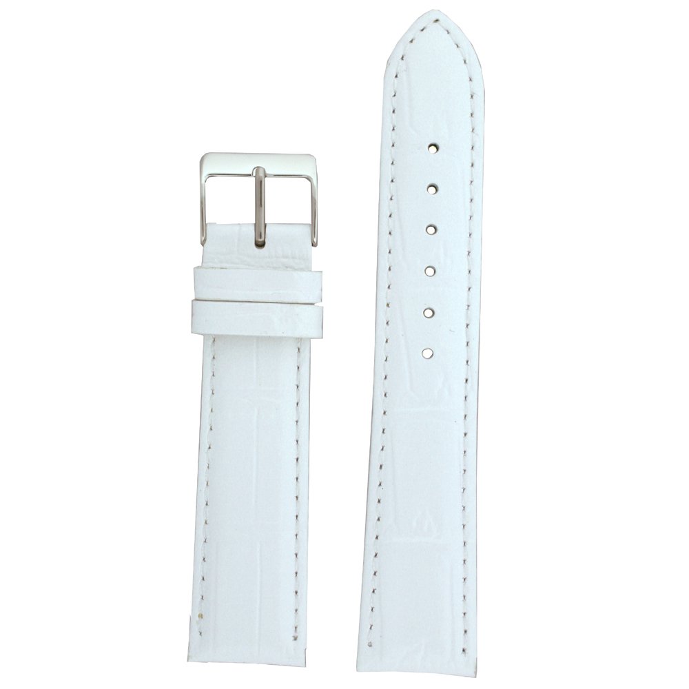 Watch Band White Genuine Leather Crocodile Grain 16 millimeter Tech Swiss