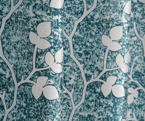Image of Homefab India 2 Piece Polyester Printed Curtains Room Darkening Panel - Long Door 9 feet, Petals Blue Curtain