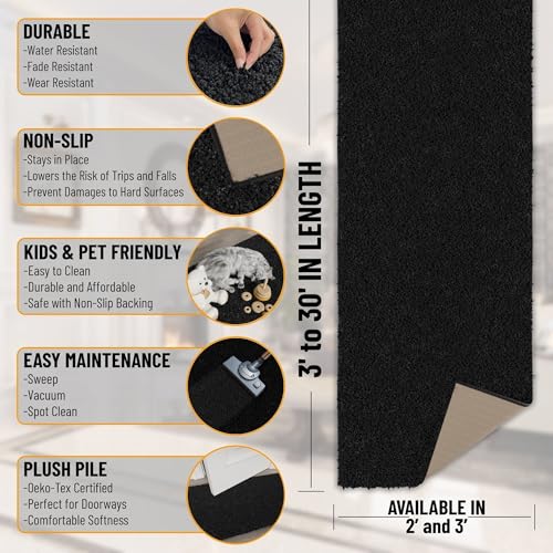 Tapete corredor Ottomanson Shag 3' x 8' negro miniatura 2