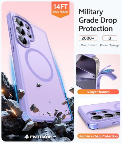 Image of FNTCASE for Samsung Galaxy S24 Ultra Case: [Fit for Magsafe] [Full Camera Protection] Translucent Matte Cases with [Screen Protector] Military Grade Shockproof Protective Phone Cover