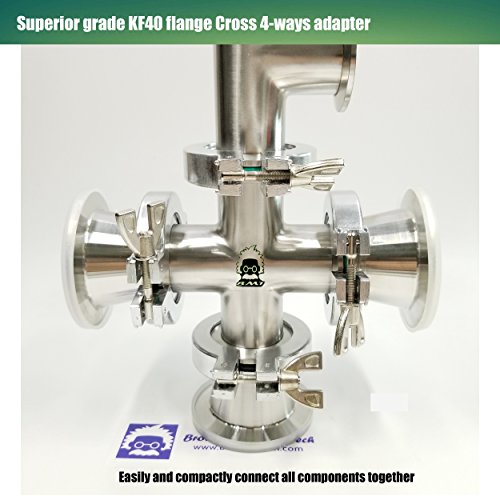 Image of bmotiontech superior Grade - Cross 4-Ways KF40 Flange Vacuum Adapter, All Ends with KF-40 (NW-40) Flange, Made of Stainless Steel 304, high Vacuum (KF40 cross)