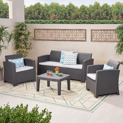 ST. Johns 5 Seater Rattan Style Chat Set ¨C Grey