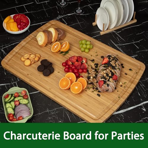 30 x 20 Extra Large Cutting Board, Bamboo Stove Top Cover, Over the Sink Cutting Board with Juice Groove, Heavy Duty Charcuterie Board for Kitchen