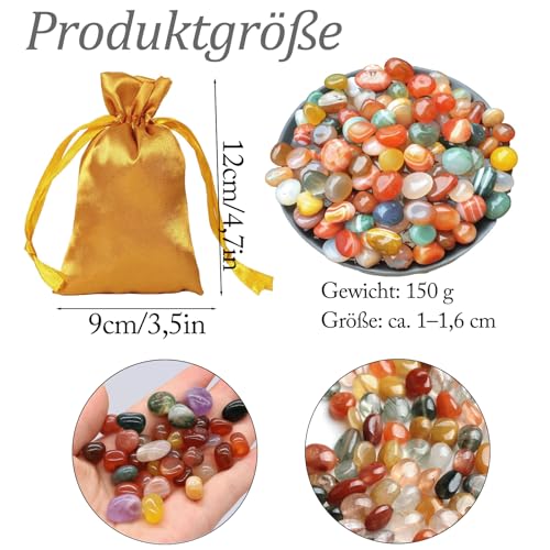 Altaroo 150g Edelsteine für Kinder, Bunte Steine Natürliche 1-1.6cm, Edelsteine Ausgraben für Kinder, Glückssteine, Trommelsteine für Edelsteinspiel zur Schatzsuche