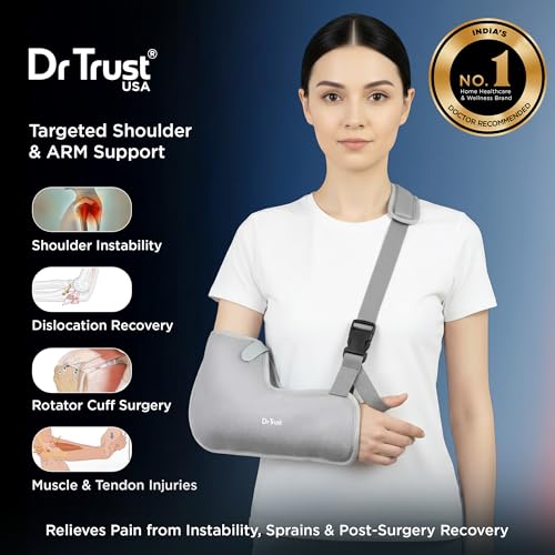 Image of Dr Trust USA Tropical 4201 Arm Sling Pouch for Fracture, Shoulder & Forearm Support Adjustable Orthopedic Arm Immobilizer with Thumb Cradle for Fracture Recovery for Men & Women - XL /XXL