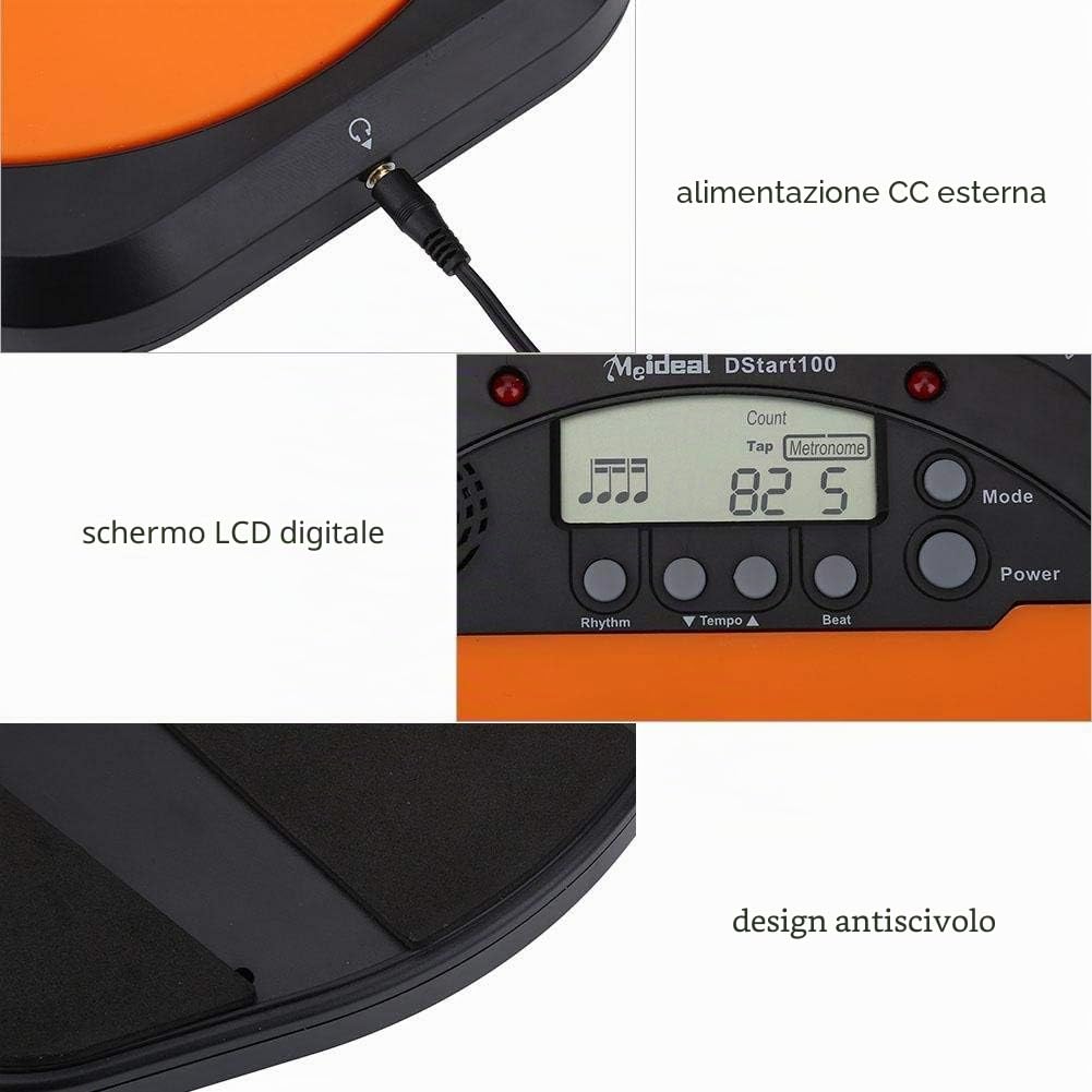 Alomejor Drum Pad Practice Training Metronomo Drum Machine con Display LCD Auricolare per Allenamento