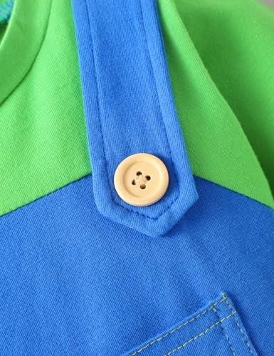 Baby Clothes Red & Blue Classic Overalls-Style Mock 2 Piece Jumpsuit Set with Hat Baby Outfit3