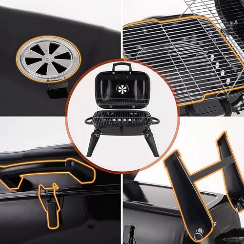 Barbecue de table pliable pour camping afin d'eviter les brulures avec poignee isolee
