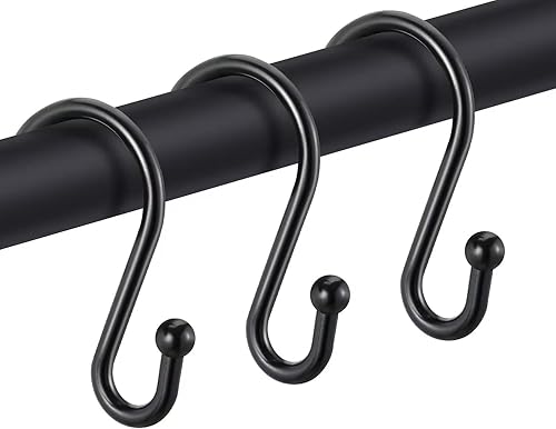 Miniatura 6 de Ganchos para cortina de ducha, juego de 12 anillos decorativos en forma de S a prueba de óxido, ganchos multiusos en S (dorado)