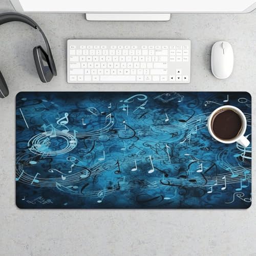Blue Musical Notes Desk Pad con base antideslizante grande miniatura 5