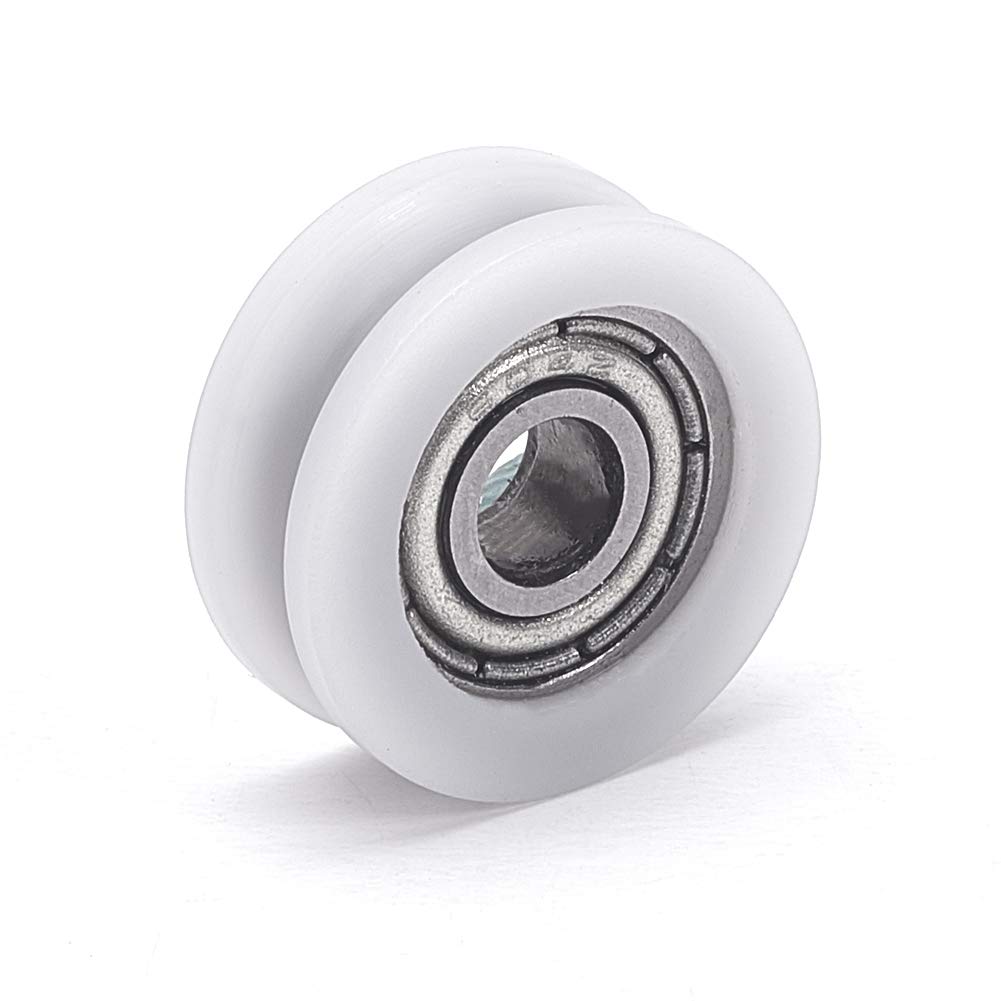 MroMax - Lot De 4 Poulies à Roulement En Nylon Blanc - Diamètre Int. 4 Mm, Ext. 18 Mm, ép. 6 Mm