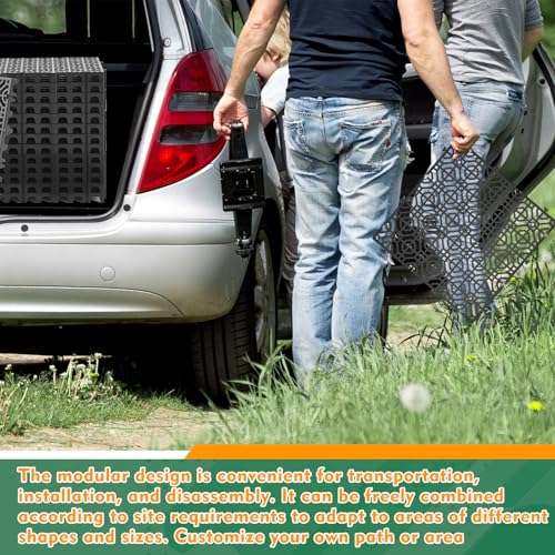 Image of 10 Pcs Ground Protection Mats, Grey Interlocking 15.7 x 15.7 in