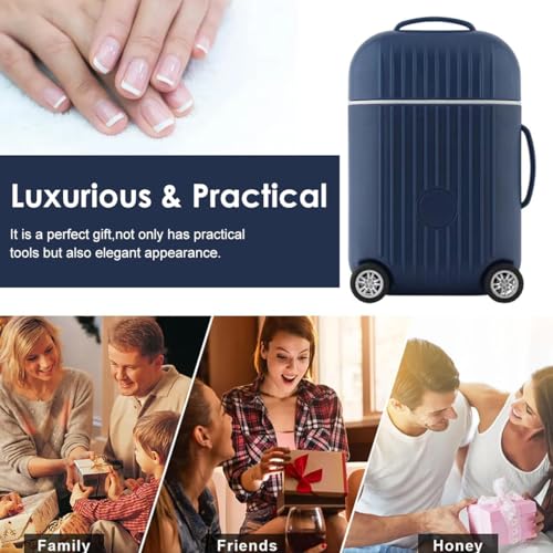 Image of MAYCREATE Set of 8 Nail Clippers Ear Cleaning Kit with Suitcase-inspired Storage Case, Stainless Steel Personal Grooming Kit Manicure Gift Set
