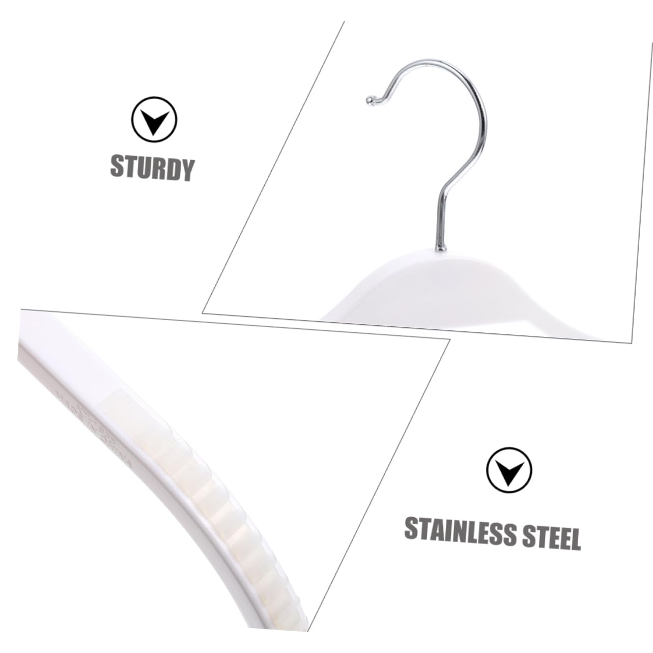 KOMBIUDA Grucce Bianche in Plastica Abs, Antiscivolo, Confezione da 12 Pezzi, Struttura Robusta Salvaspazio per Armadio e Guardaroba