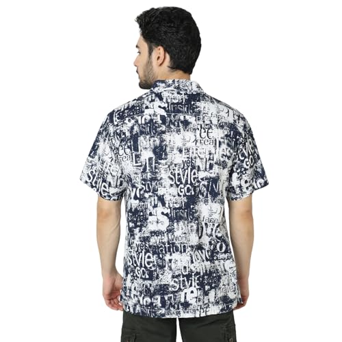 Image of Spykar Men's Relaxed Fit N /A Half Sleeve Printed Casual Shirts