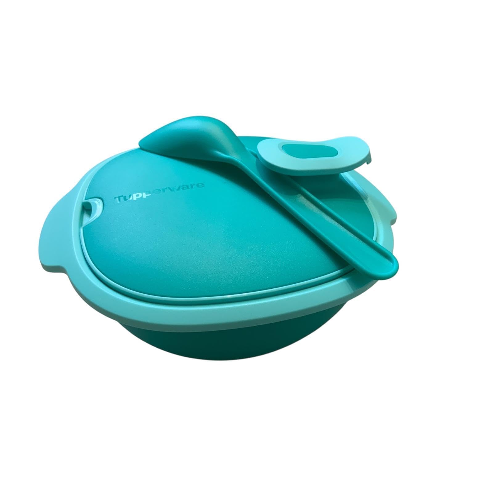 Tupperware Piccolo server Super Servierstar Thermo-Duo + cucchiaio, utensile da cucina, per mantenere il caldo, Warmie Tups con cucchiaio da servizio, turchese, acqua, 2,4 litri, 2400 ml