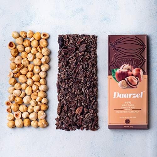 Ambriona-Vegan-Dark-Chocolate-Bar-Gluten-Free-Cocoa-70-45-Flavored-with-Indian-Dark-Chocolate-Almonds-Hazelnut-Muesli-bar-with-Gluten-Pack-of-4-Gift-Pack-Buy-3-GET-1-Free Ambriona Daarzel Vegan Dark Chocolate Bar with 70% & 45% Cocoa, Roasted Hazelnut, Caramelised Almond, Indian Origin Dark…