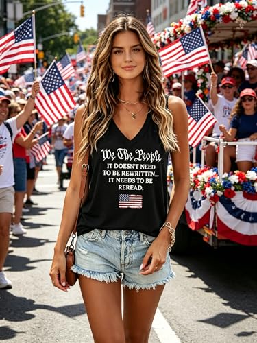 American Flag Tank Tops 250 Anniversary Shirt for Women 4th of July Shirts Summer Sleeveless V-Neck Patriotic Tees