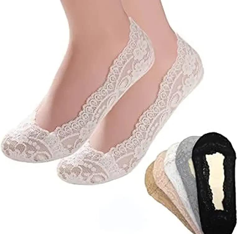 Ballet dance, Anti-skid lace no Show Socks/Socks Liner/Footy Socks/Foot Cover for Women/Girls (Pack of 3.)-image-44