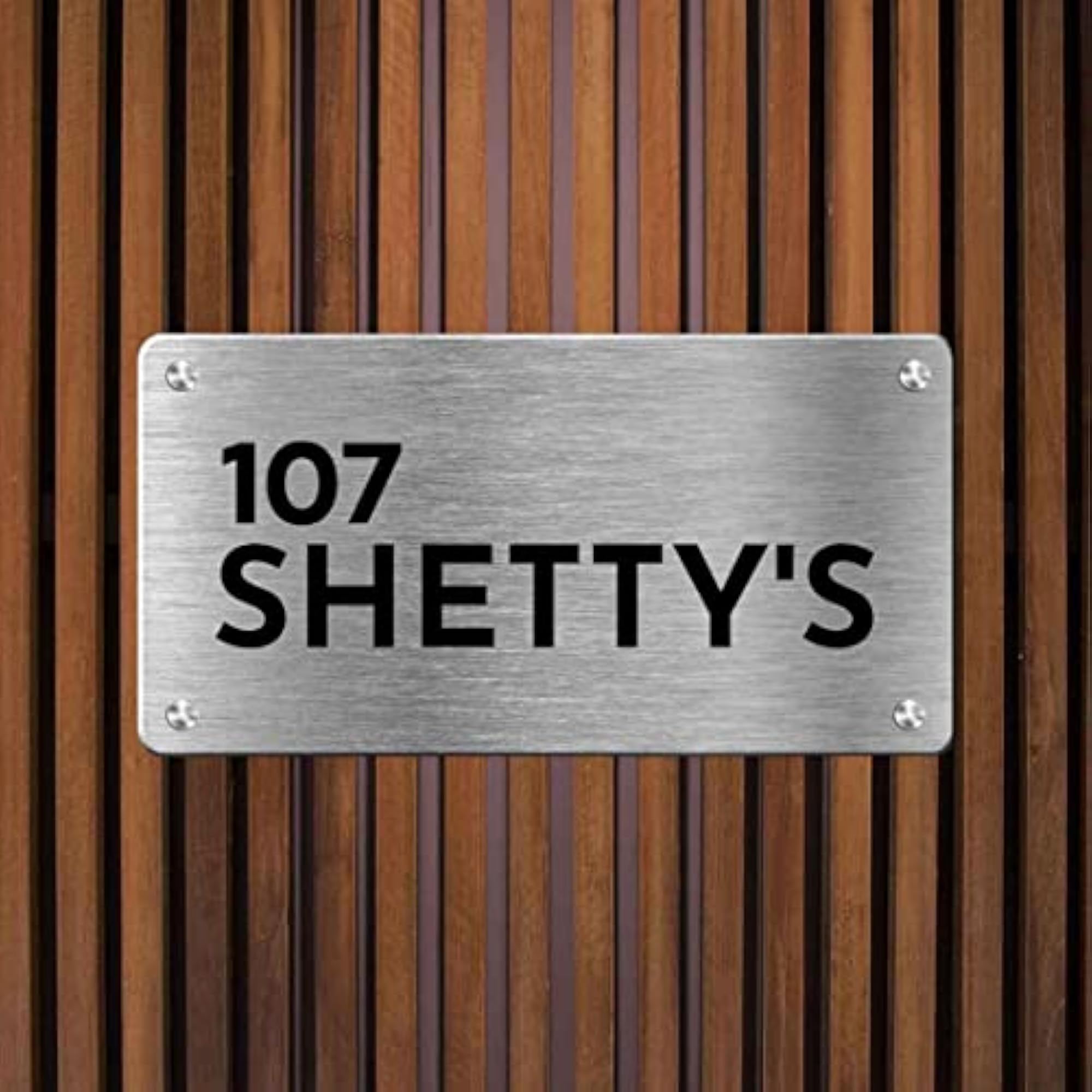 Custom Stainless Steel Name Board for Home, Silver