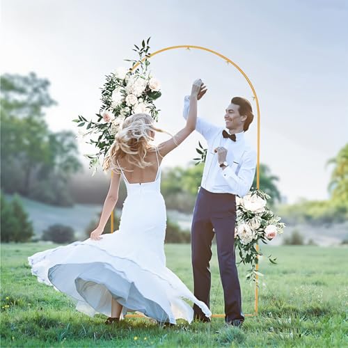 Vincidern 6.6 FT Wedding Arch Backdrop Stand for Parties, Balloon Arch Stand, Wedding Arches for Ceremony, Metal Arch Backdrop Stand for Bridal Baby Showers, Birthday Party Decoration Door Frame Gold - Image 3