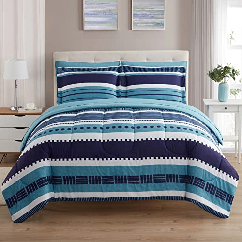 Sweet Home Collection 7 Piece Comforter Set Bag Solid Color All Season Soft Down Alternative Blanket & Luxurious Microfiber Bed Sheets, Marino, King