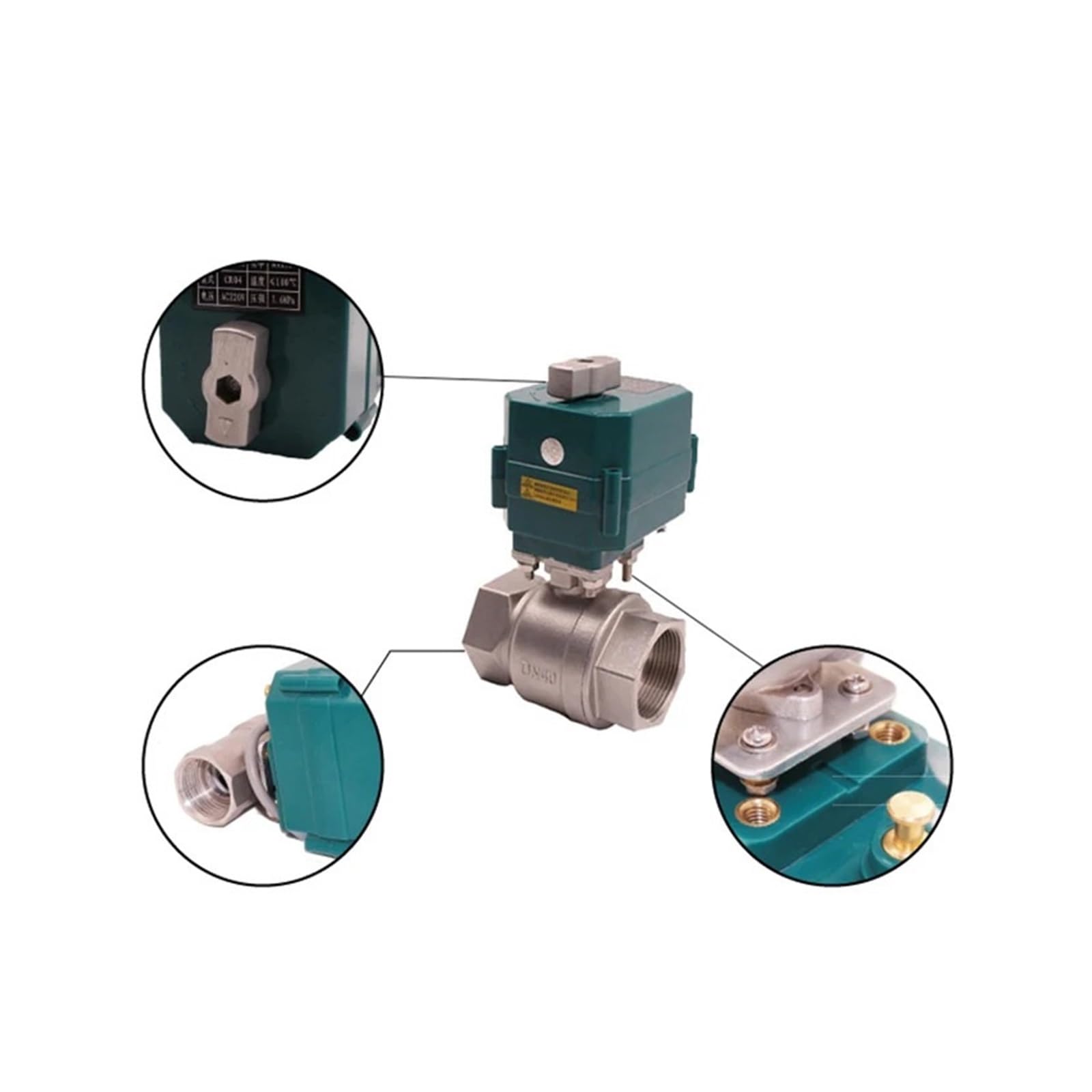 Valve motorisée Vanne à boisseau sphérique motorisée en acier inoxydable DN15-50, passage intégral, couple élevé, actionneur électrique 2/3 fils avec interrupteur manuel 220 V(1/2",DC24V_CR01)