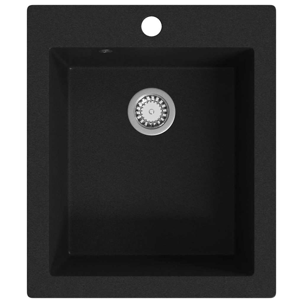 vidaXL Overmount Kitchen Sink Single Basin Granite Black Plumbing Fixture