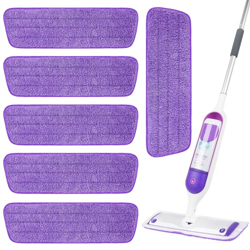 6 Pack Reusable Microfiber Mop Pads for Swiffer PowerMop 13-16 Inch Spray Mop Replacement Refills Machine Washable Wet Dry Pads for Hardwood Tile Multi-Surface Cleaning