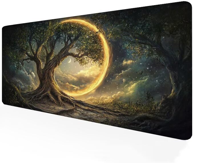 Tapis de souris gamer jaune XXL Arbre G1-838, une idée cadeau parfaite pour joueur de PC.