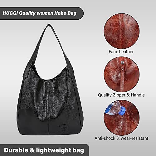 Image of HUGGI Hobo Bags for women | Faux Leather Material with improve strap & zipper | Elegant hand bag for women in office, function | 33 x 12 x 32 cm