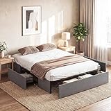 ÉLÉGANCE ET CONFORT : Avec son revêtement en tissu effet lin et ses côtés rembourrés en mousse, ce cadre de lit double allie élégance et confort, apportant une touche de raffinement et de bien-être à votre espace nuit.