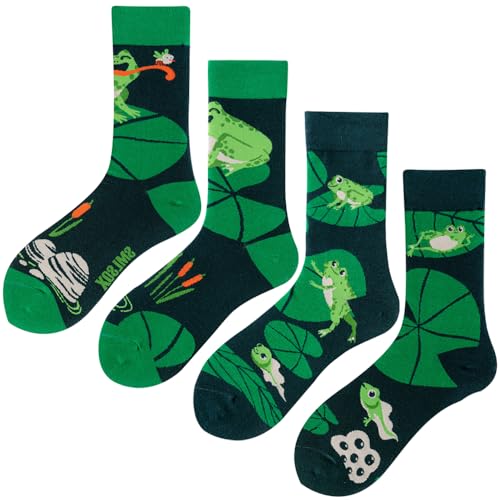 Image of 2 Pairs Cartoon Animal Crew Socks Fun Cotton Mid Calf Socks for Women