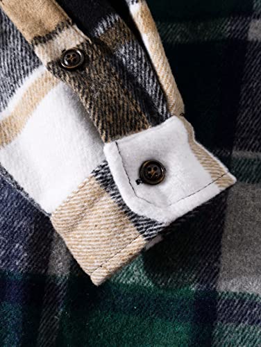 Image of ZAFUL Unisex Plaid Flannel Shirt Jacket Button Down Long Sleeve Pocket Coat Outwear | Mens Fall Clothes Lightweight Long Sleeve Button Down Flap Pocket Jacket Tops for Fall&Winter 2026