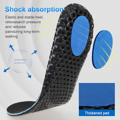 Image of XINIFOOT 3 Pairs Elastic Shock Absorbing Shoe Insoles Breathable Honeycomb Sneaker Inserts Sports Shoe Insole Replacement Insoles for Men (Black)