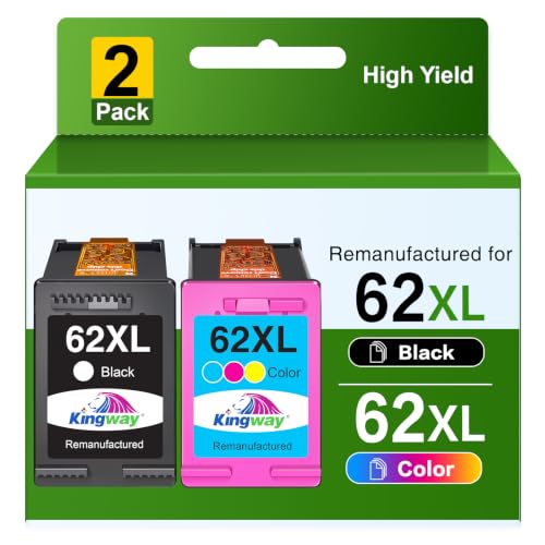62XL Cartucho de Tinta para HP 62 XL Negro y Color Cartucho Compatible para HP 62 Envy 5540 5547 5640 7640 5644 5646 Officejet 200 250 5740 5742 5744 (2-Pack)
