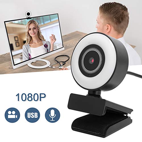 Elprico 1080P HD-Webcam, Autofokus-PC-Webcam mit Ringlicht-Streaming-Computer-Webkamera mit Integriertem Mikrofon Geeignet für Live- / Videokonferenzen – Bild 5
