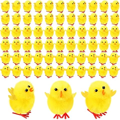 Deekin 100 Pcs Realistic Plush Easter Chicks Cover