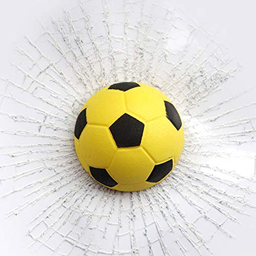 COGEEK 3D Prank Tricky Broken Glass Sticker Car Window Ball Hits Self Adhesive Funny Car Stickers (Football-Yellow)