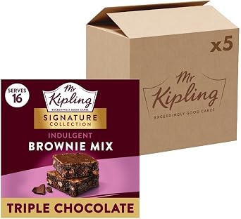 Mr Kipling Signature Triple Chocolate Brownie Cake Mix, Easy Baking, Ideal For Special Occasions - Serves 16, 379 g Pack of 5