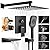 Bietor Shower System with Tub Spout, Wall Mounted Tub Shower Faucet Set for Bathroom, with 10" Rain Shower Head and 4-Setting Handheld Shower Head, Matte Black
